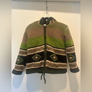 Boys/unisex 100% Alpaca wool Knit with fleece lining Hooded Sweater Jacket